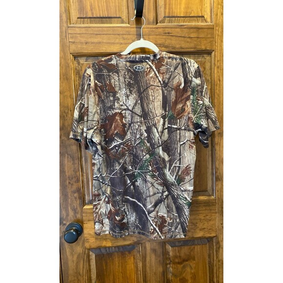 Under Armour T Shirt Sz Small MIZZOU Real Tree Camo Green Heat Gear Loose - Picture 3 of 8